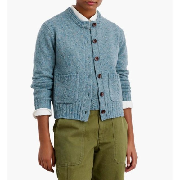 Alex Mill Francis Donegal Merino Wool Blend Cardigan In Sea Blue Women's Small - Picture 1 of 7